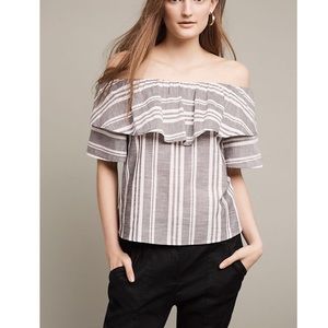 Anthropologie Festive Stripe Off-The-Shoulder Top